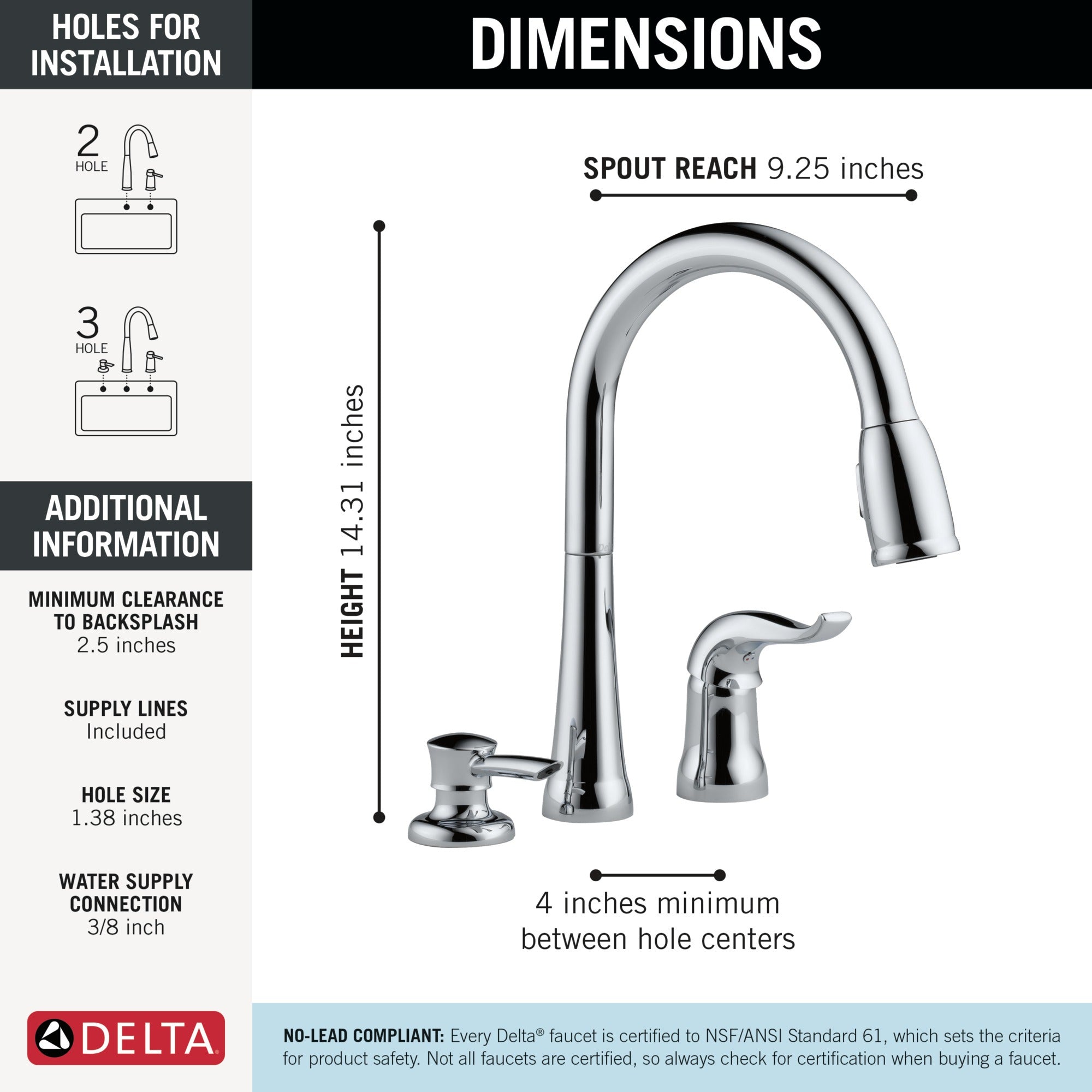 Delta Kate® Single Handle Pull-Down Kitchen Faucet with Soap Dispenser