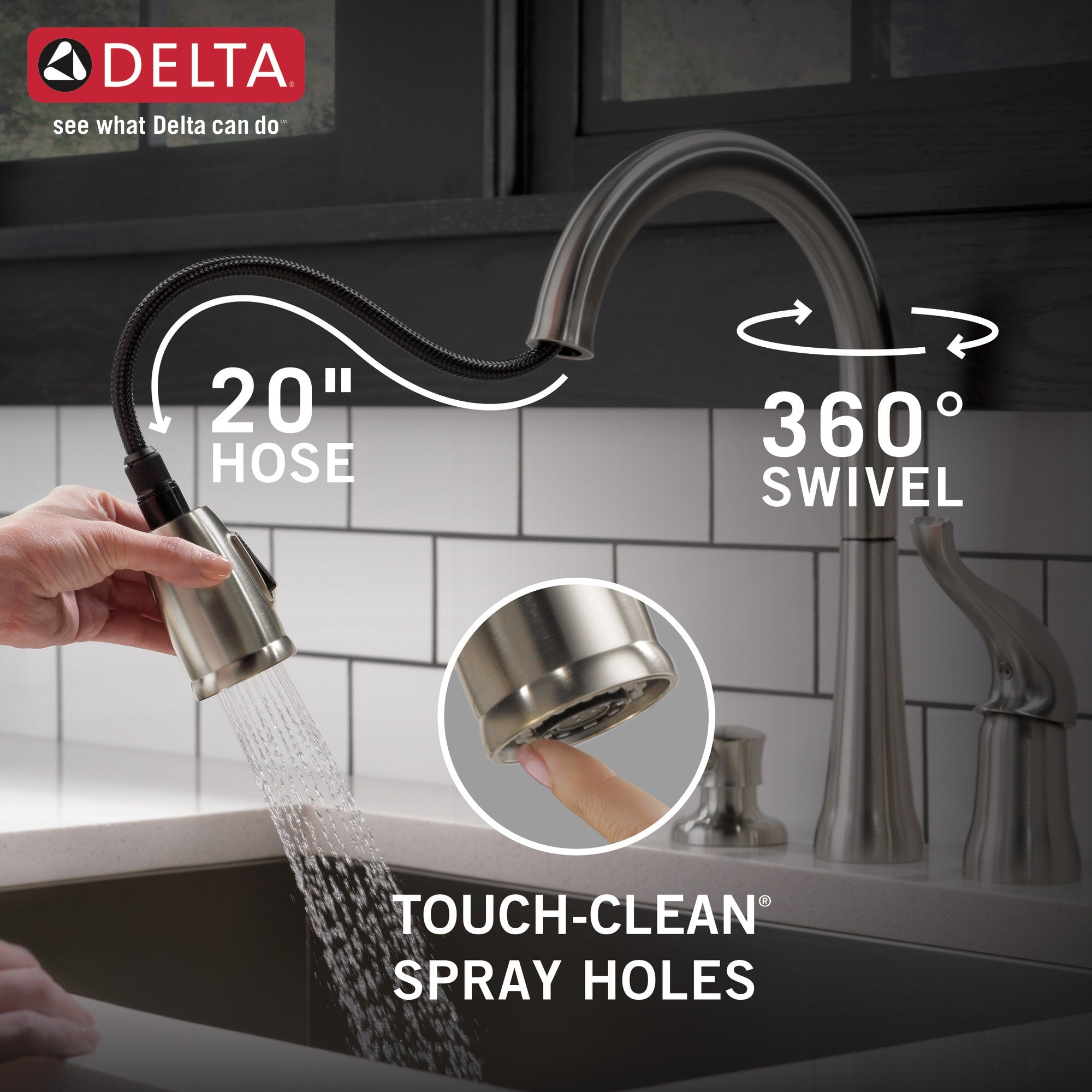 Delta Kate® Single Handle Pull-Down Kitchen Faucet with Soap Dispenser