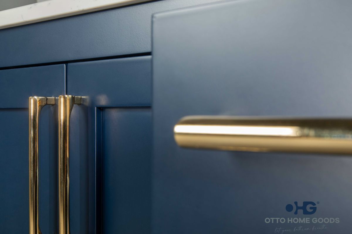 Ashley 72" Navy Blue Double Sink Bathroom Vanity with Quartz Top & Gold Hardware