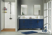 Ashley 72" Navy Blue Double Sink Bathroom Vanity with Quartz Top & Gold Hardware