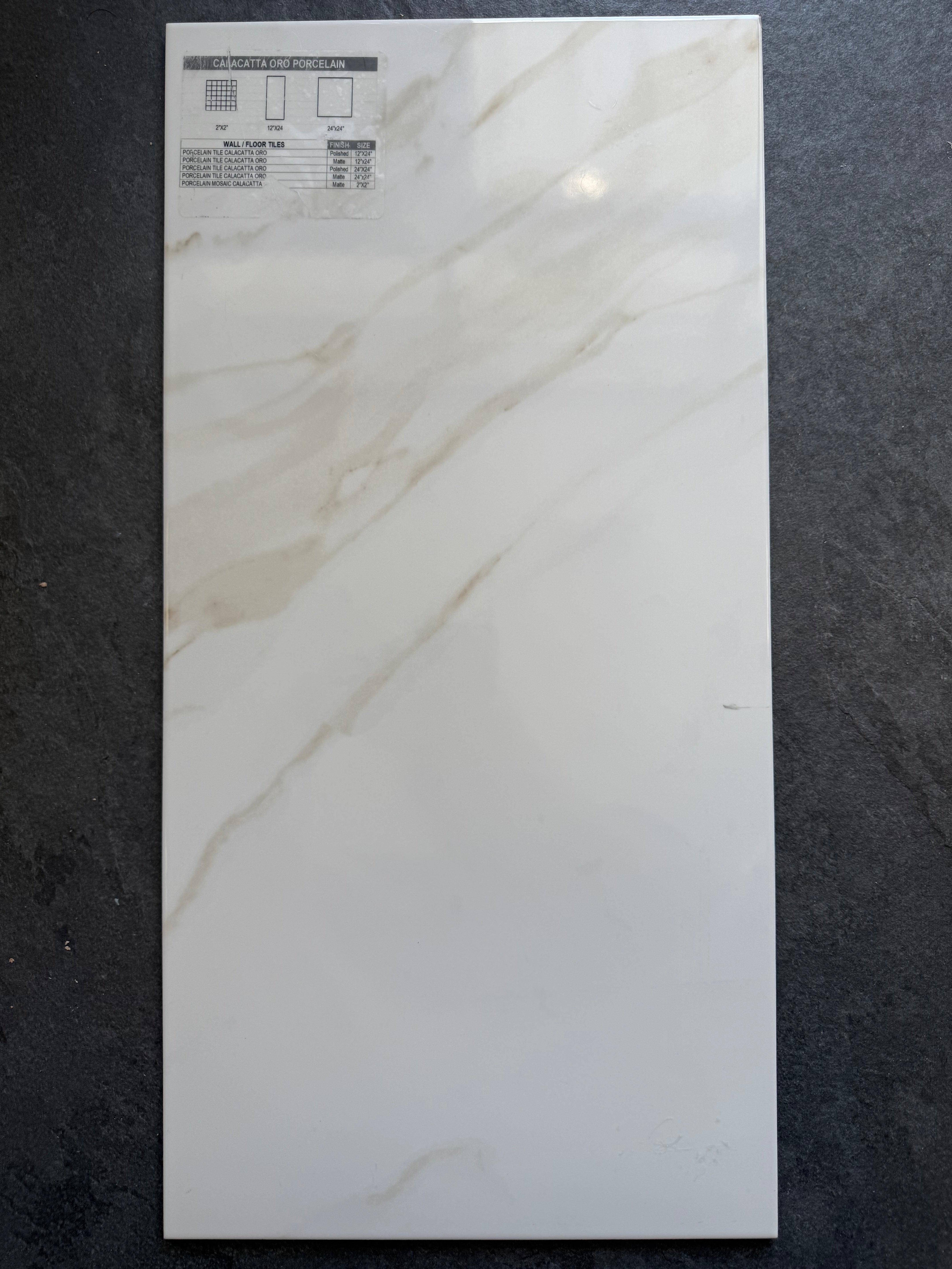 Calacatta Oro Porcelain Tile – Polished & Matte | Bullnose, Tile, and Mosaic Options