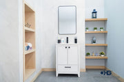 Frame 24" White Bathroom Vanity with Integrated Sink & Black Hardware