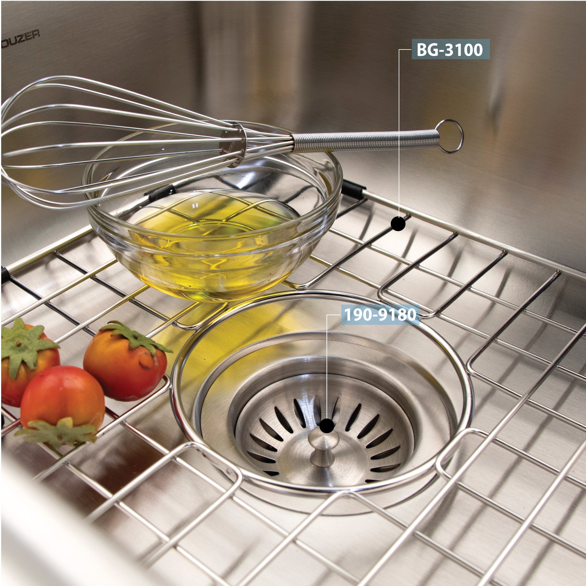 Houzer Hospitality 17 inch Stainless Steel Drop-in Topmount 3-hole Large Bar and Prep Sink with Strainer - 1722-7BS-1