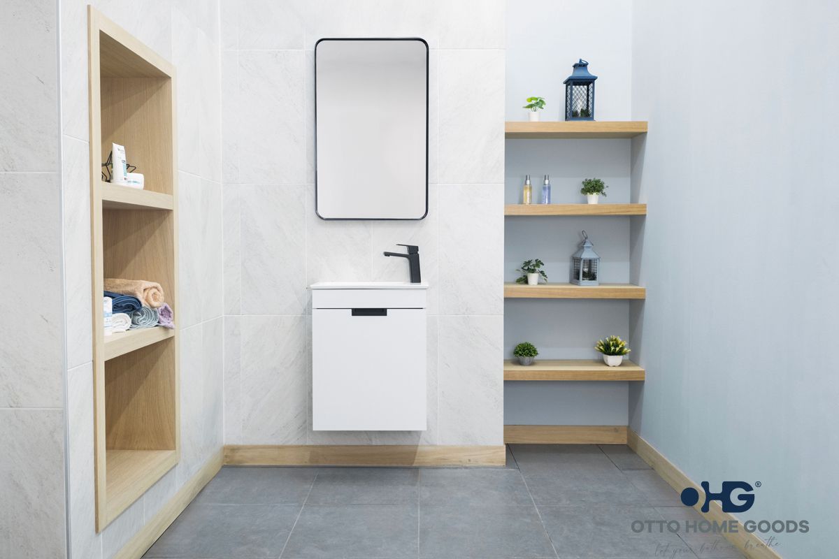 Luca 20" White Wall Mount Bathroom Vanity with Integrated Sink