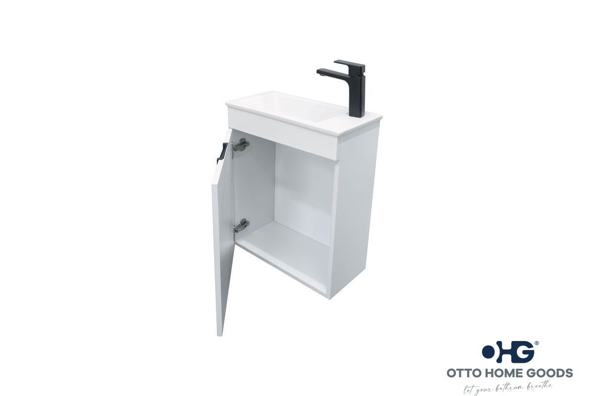 Luca 20" White Wall Mount Bathroom Vanity with Integrated Sink