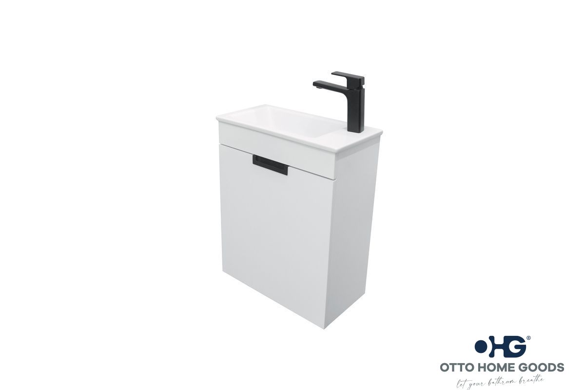 Luca 20" White Wall Mount Bathroom Vanity with Integrated Sink