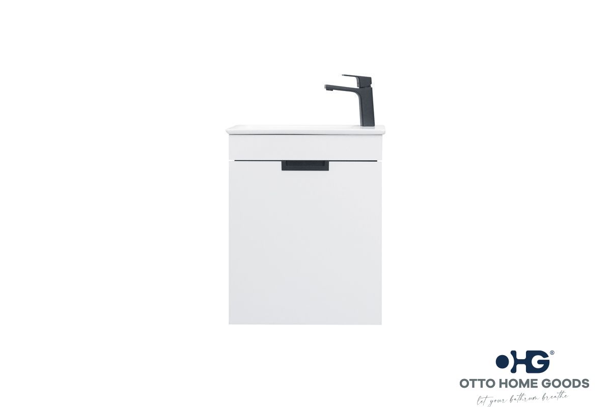 Luca 20" White Wall Mount Bathroom Vanity with Integrated Sink