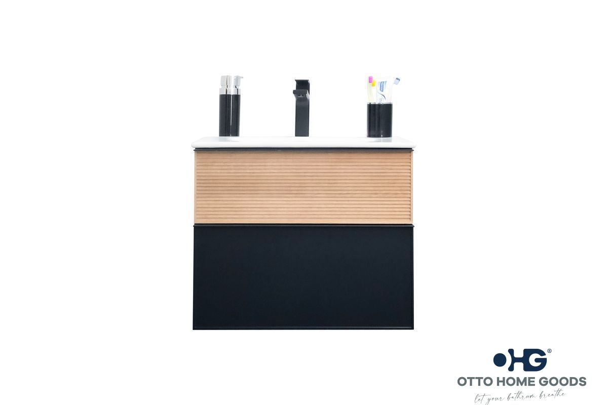 Ravello 30" Natural Black Floating Bathroom Vanity with Integrated Sink