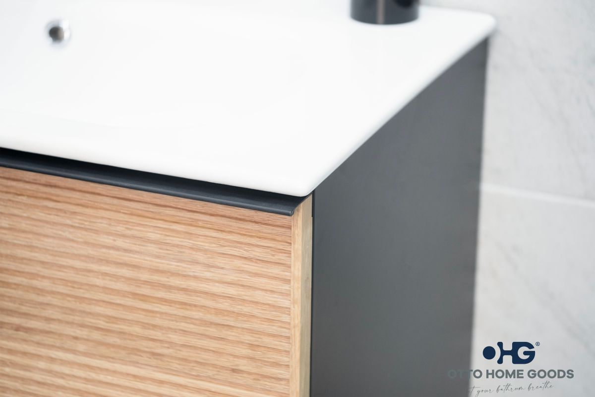 Ravello 30" Natural Black Floating Bathroom Vanity with Integrated Sink