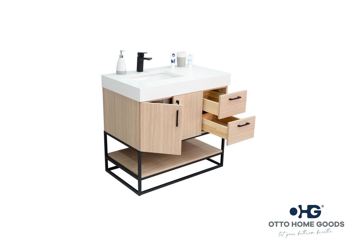 Solana Natural Oak 36" Bathroom Cabinet