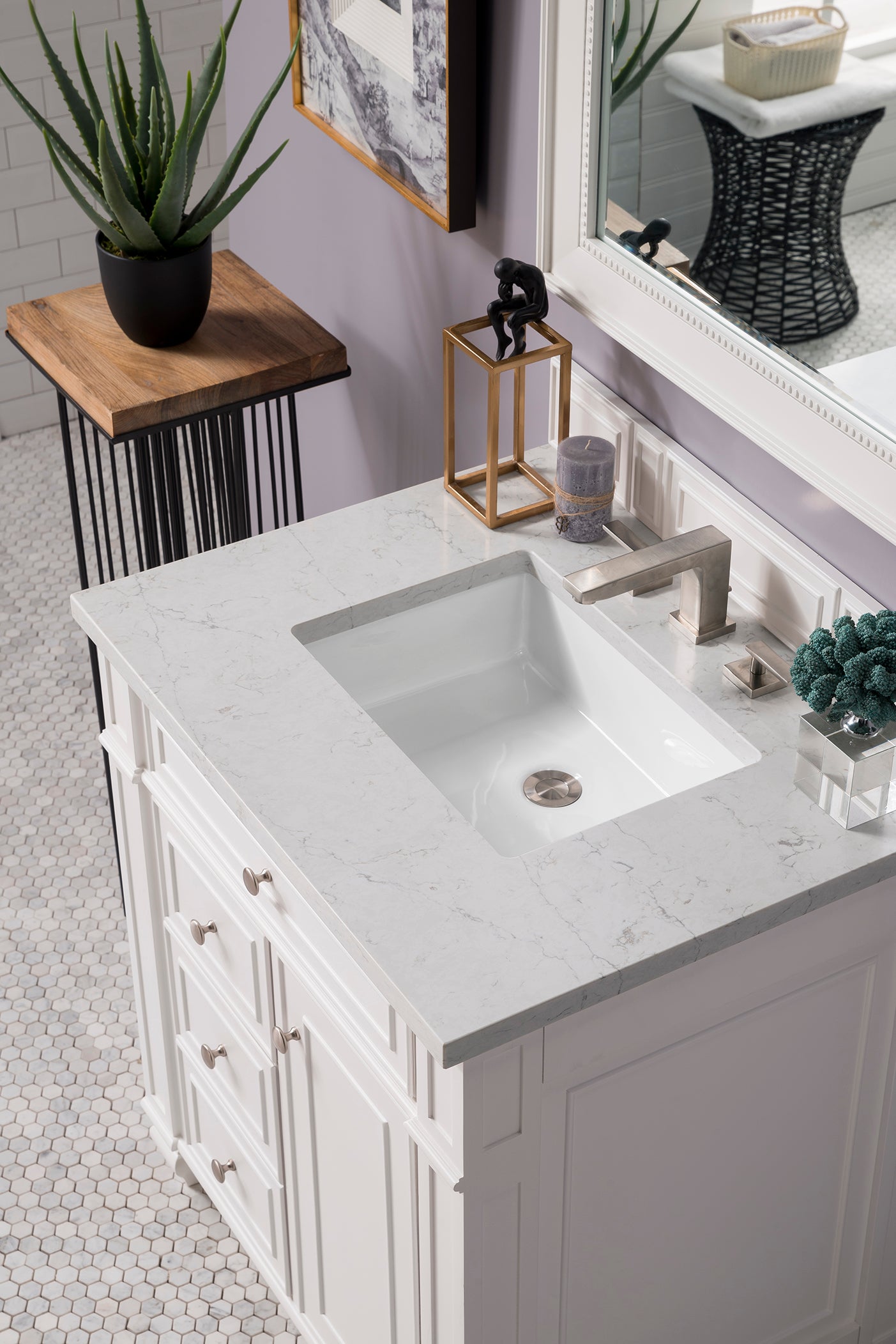James Martin Bristol 30" Single Vanity in Bright White with 3cm Countertop