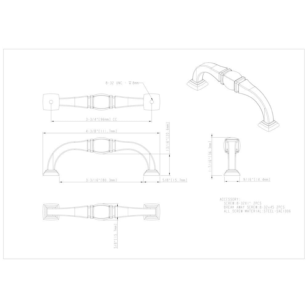 Hardware Resources 96 mm Center-to-Center Satin Nickel Katharine Cabinet Pull