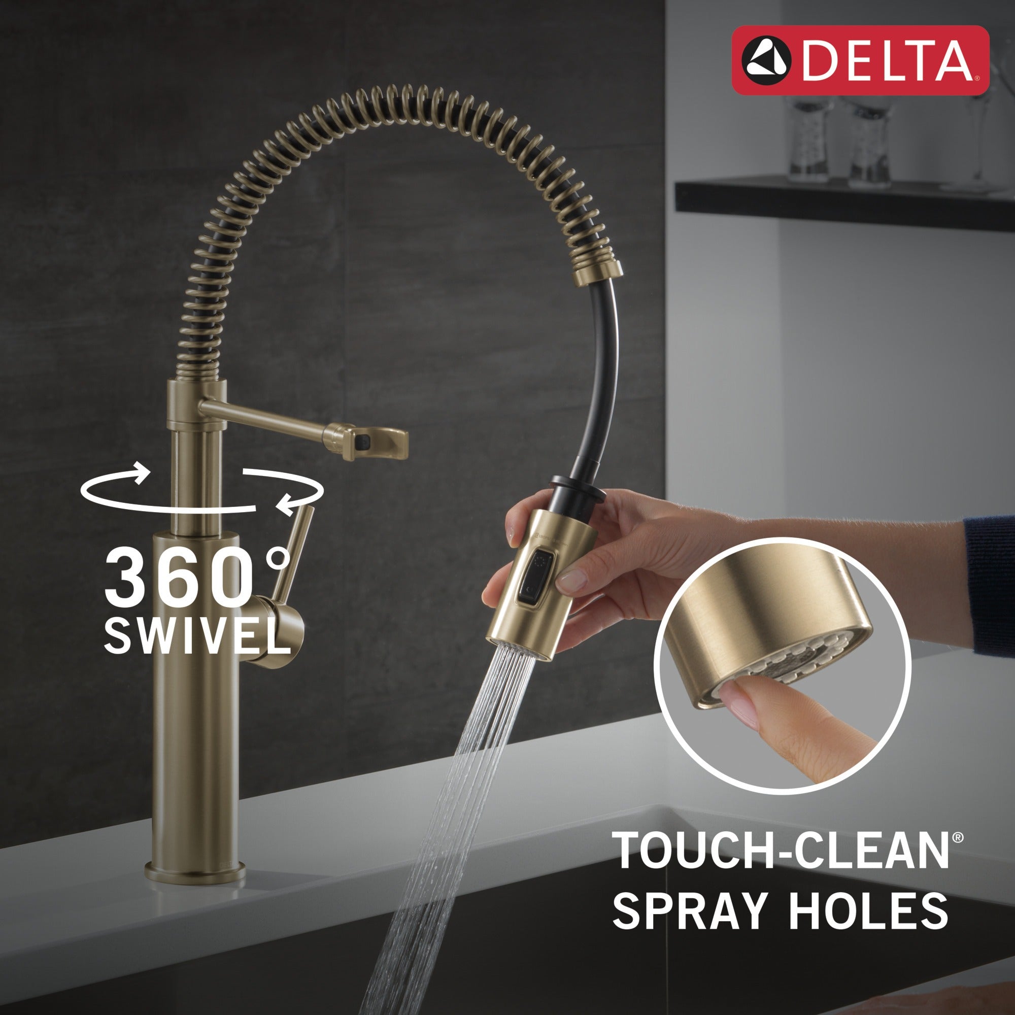 Delta Antoni® Single-Handle Pull-Down Spring Kitchen Faucet
