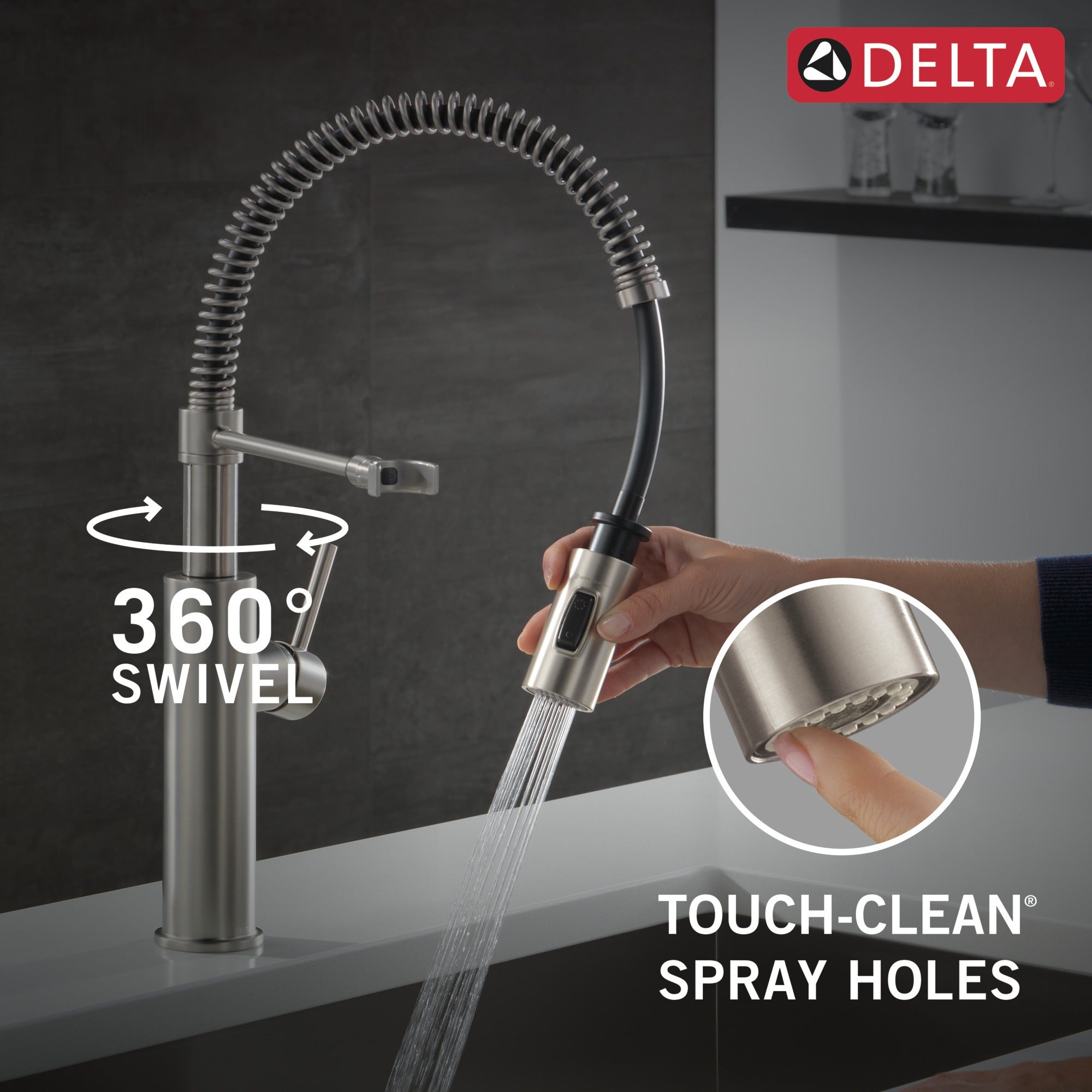 Delta Antoni® Single-Handle Pull-Down Spring Kitchen Faucet