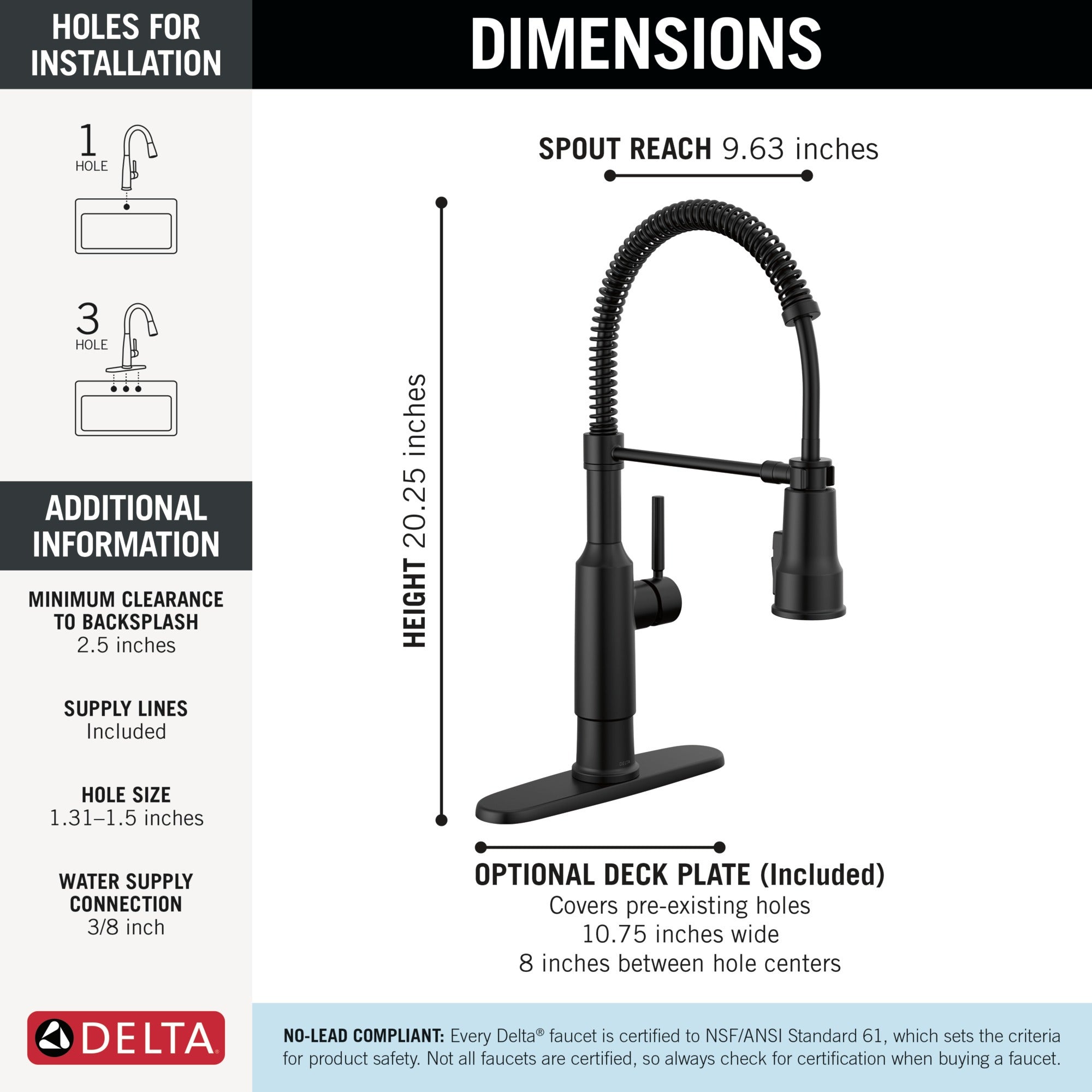Delta Theodora® Single-Handle Pull-Down Spring Kitchen Faucet