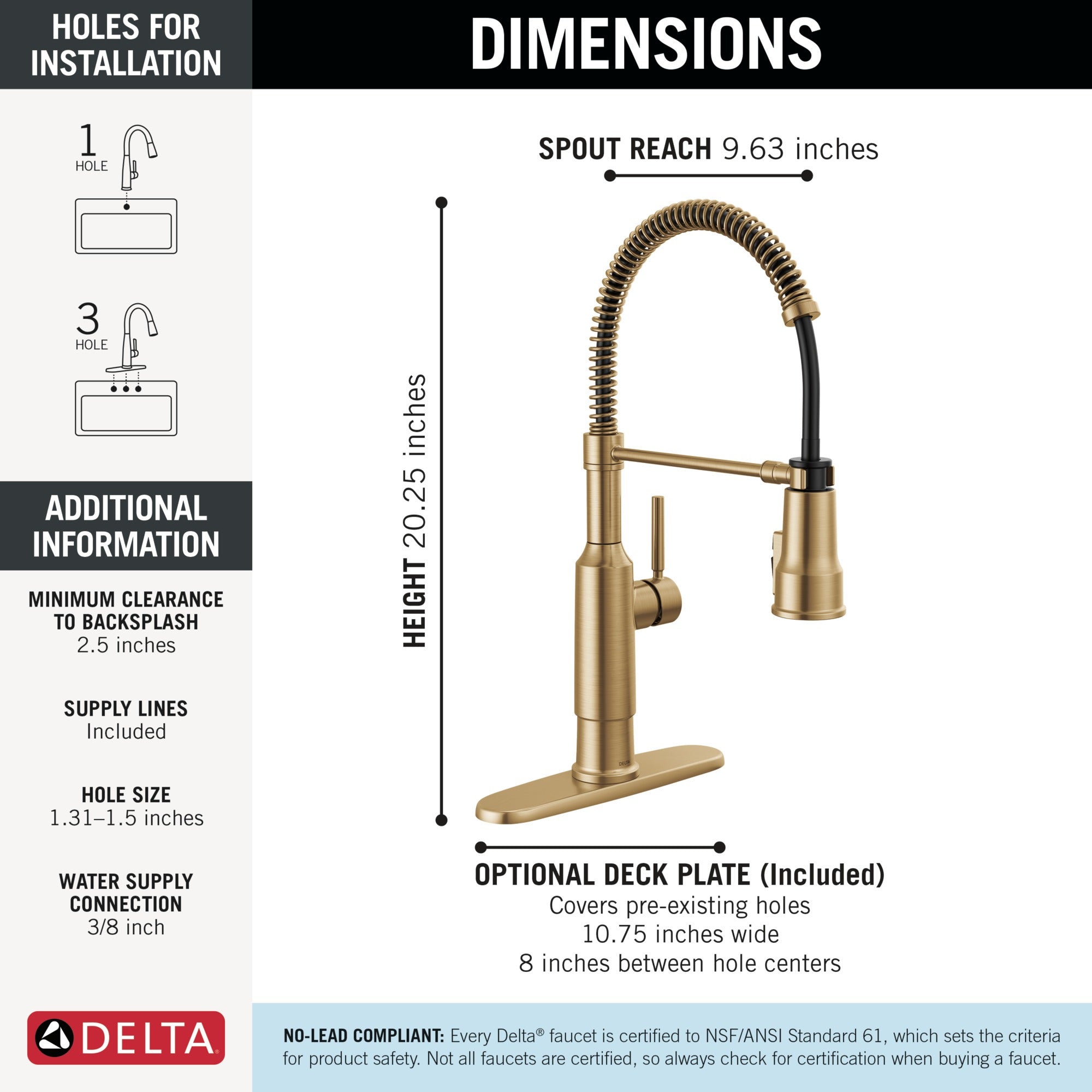 Delta Theodora® Single-Handle Pull-Down Spring Kitchen Faucet