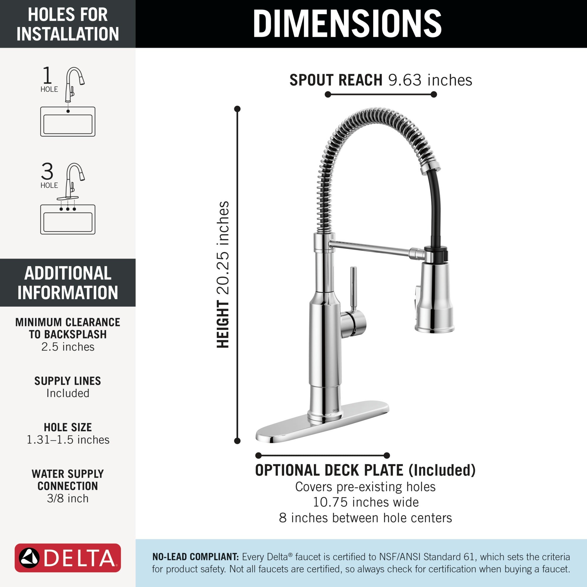 Delta Theodora® Single-Handle Pull-Down Spring Kitchen Faucet