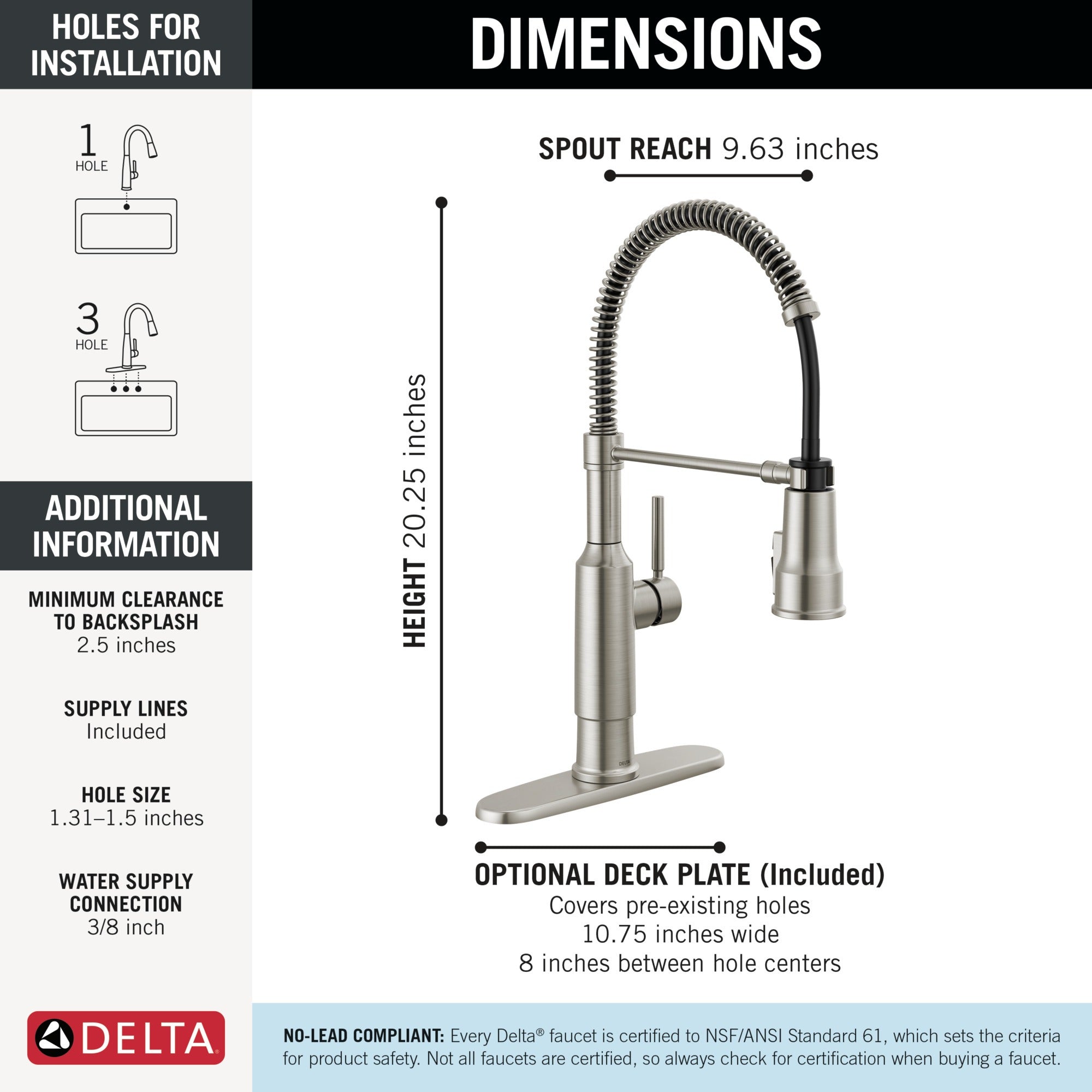 Delta Theodora® Single-Handle Pull-Down Spring Kitchen Faucet