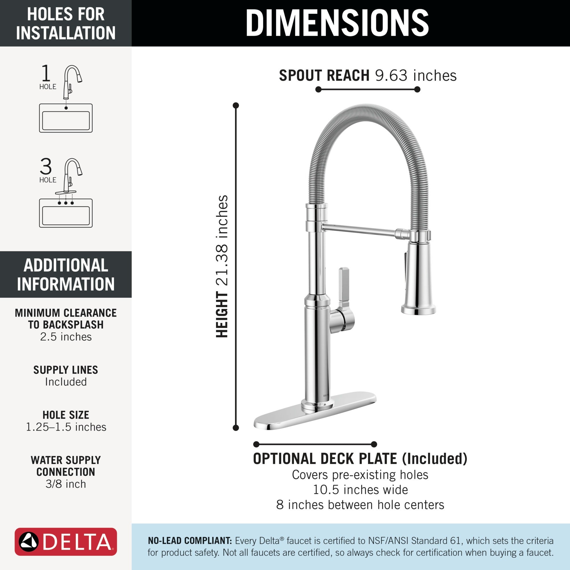 Delta Rhett® Single Handle Pull-Down Kitchen Faucet With Spring Spout