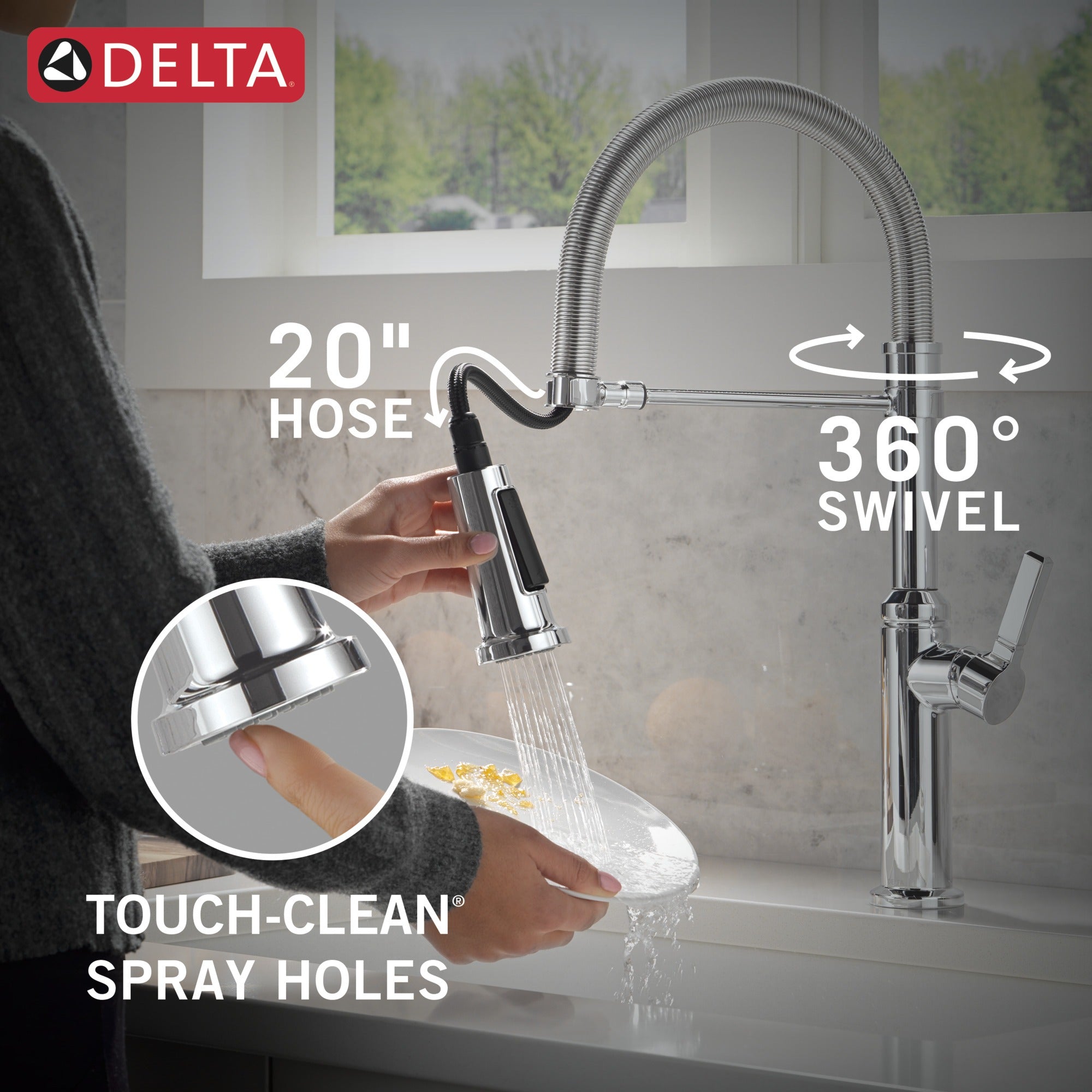 Delta Rhett® Single Handle Pull-Down Kitchen Faucet With Spring Spout
