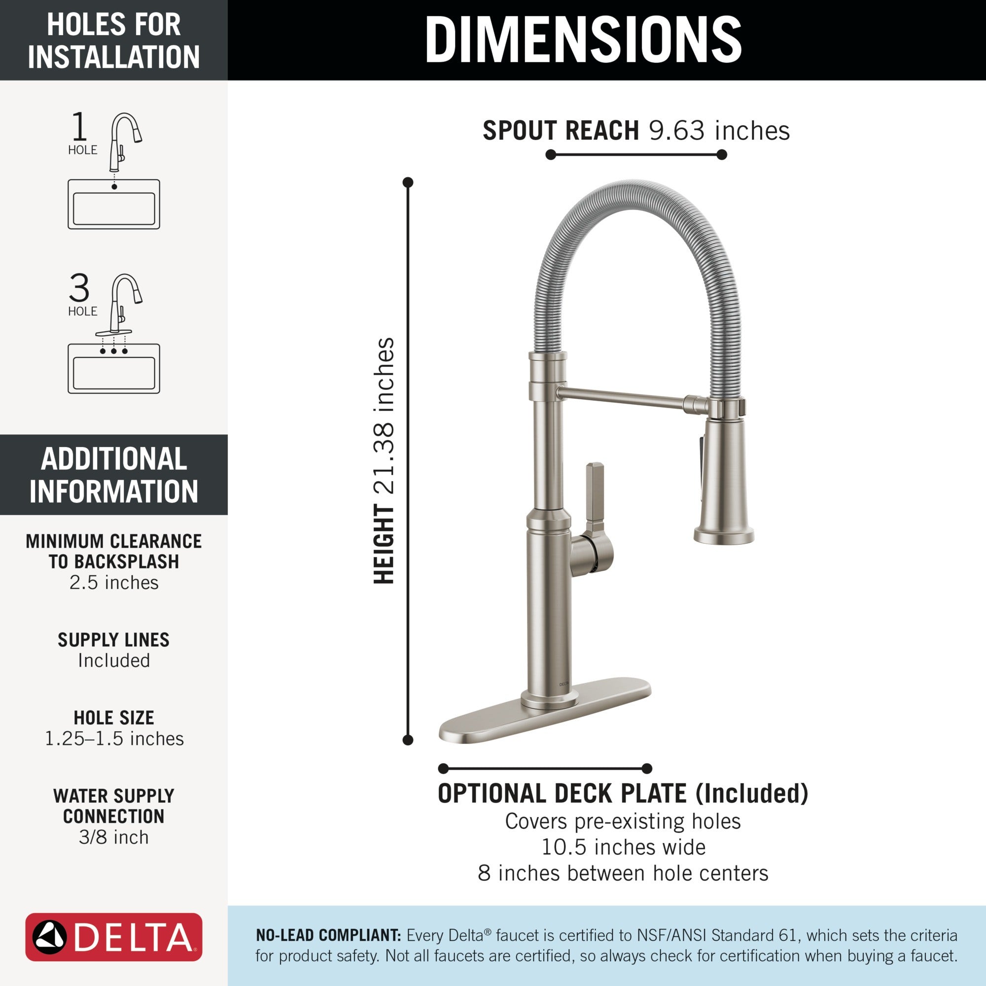 Delta Rhett® Single Handle Pull-Down Kitchen Faucet With Spring Spout