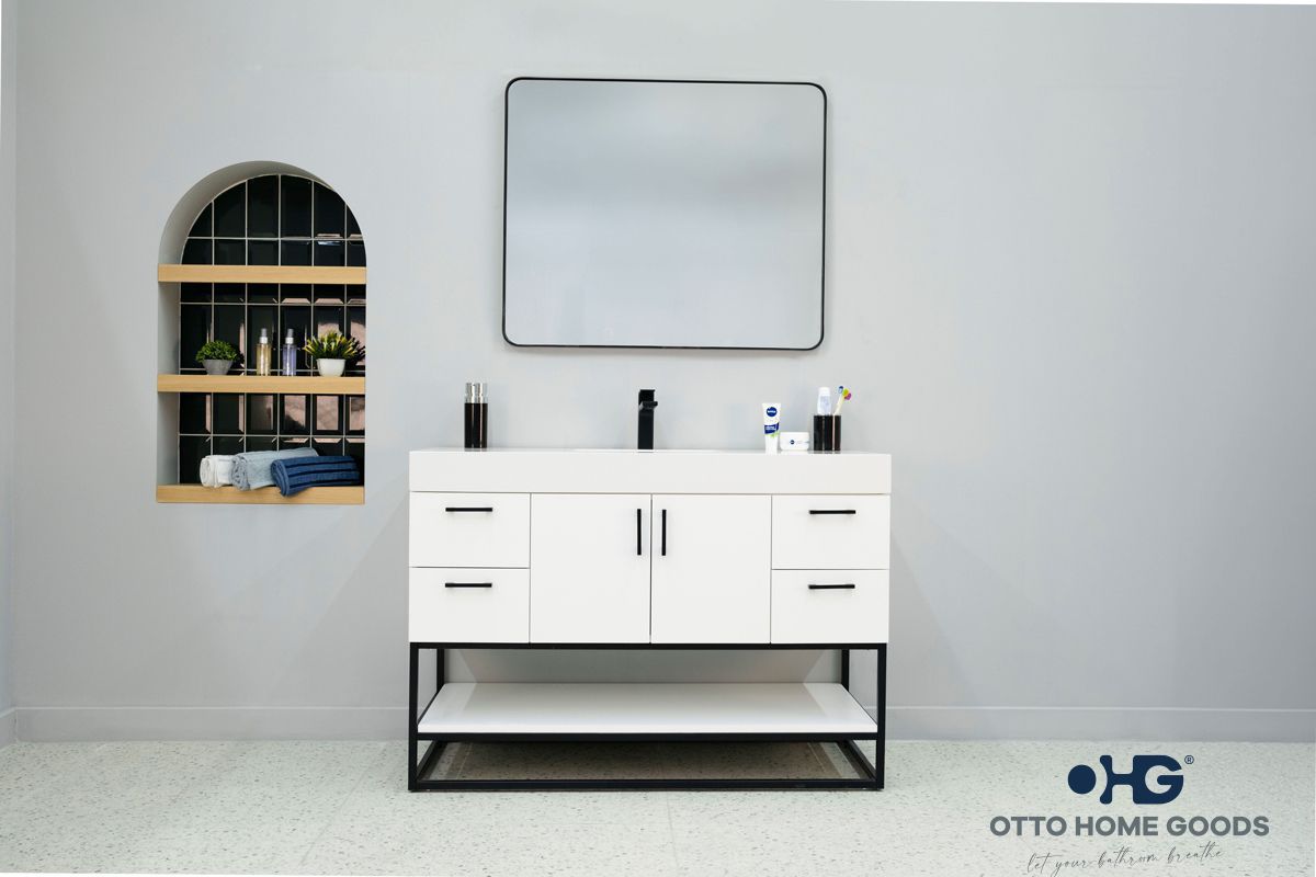 Solana White 48" Bathroom Cabinet