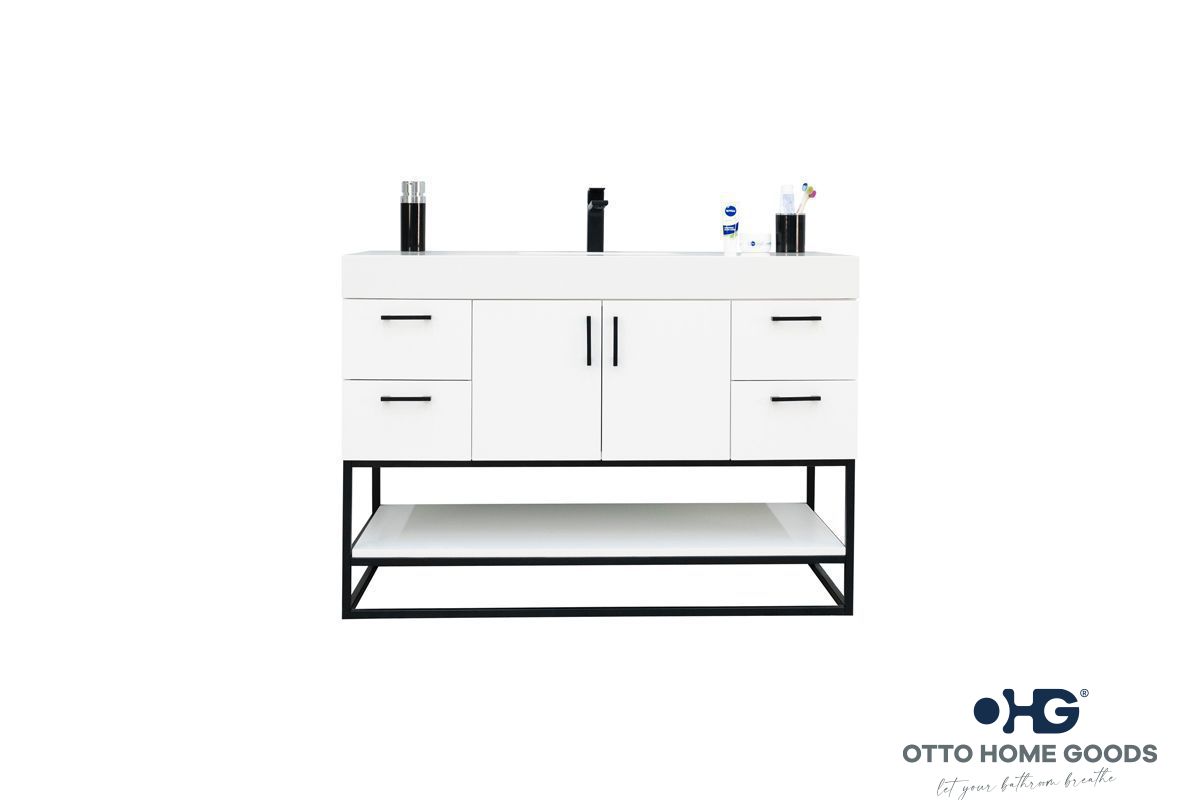 Solana White 48" Bathroom Cabinet