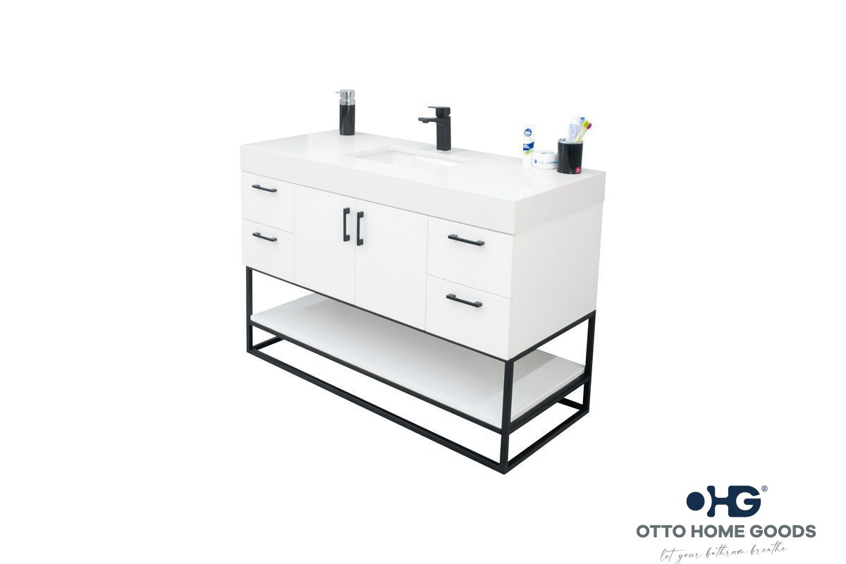Solana White 48" Bathroom Cabinet