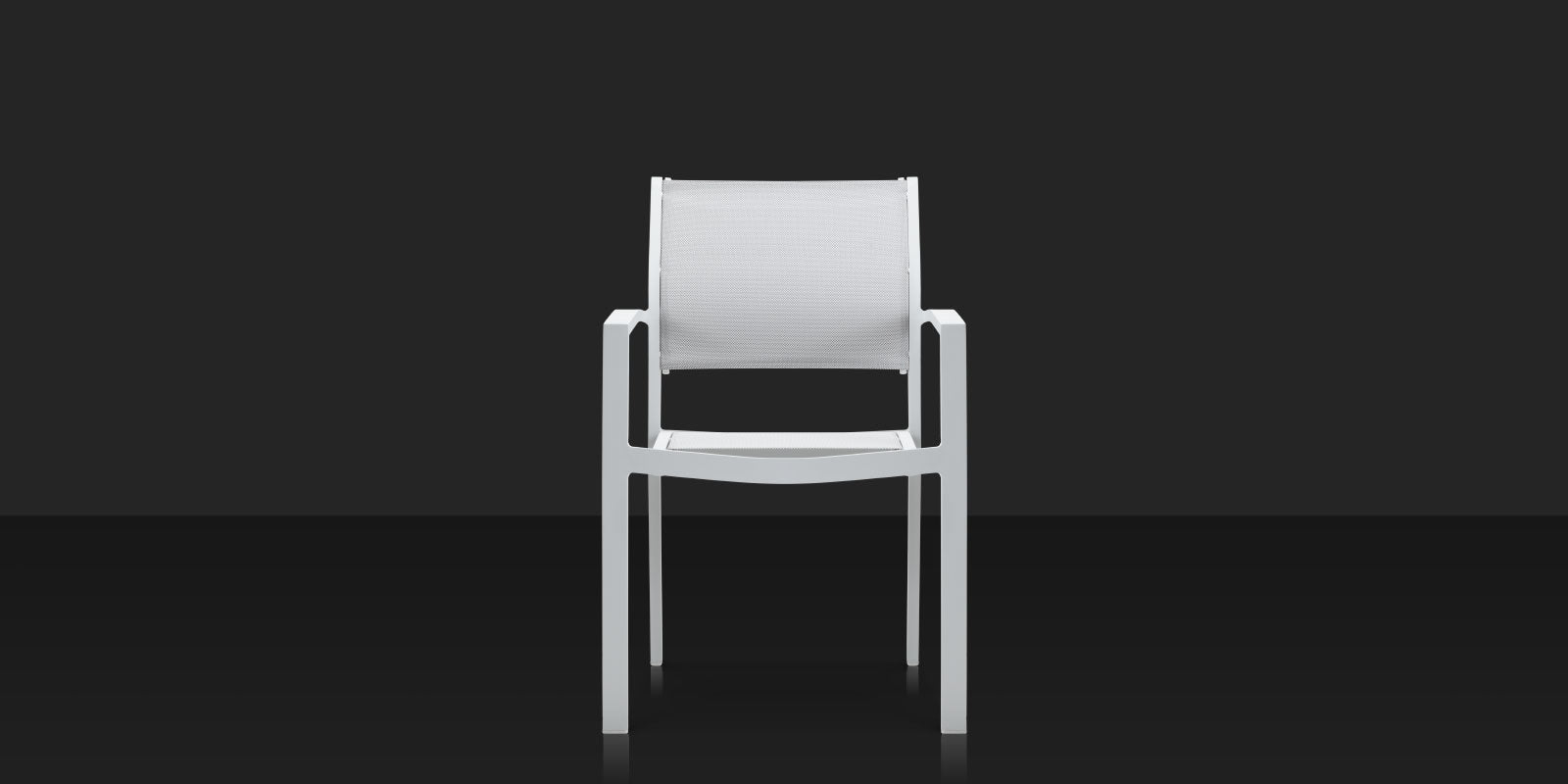 Fusion Dining Arm Chair Tex White Frame / Cloud Gray Sling