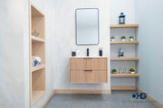 Sorrento 30" Natural Oak Floating Bathroom Vanity with Integrated Sink