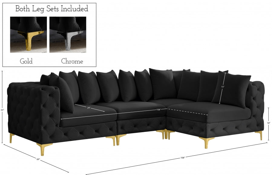Tremblay 109" Velvet Upholstered 4pc. Modular Sectional