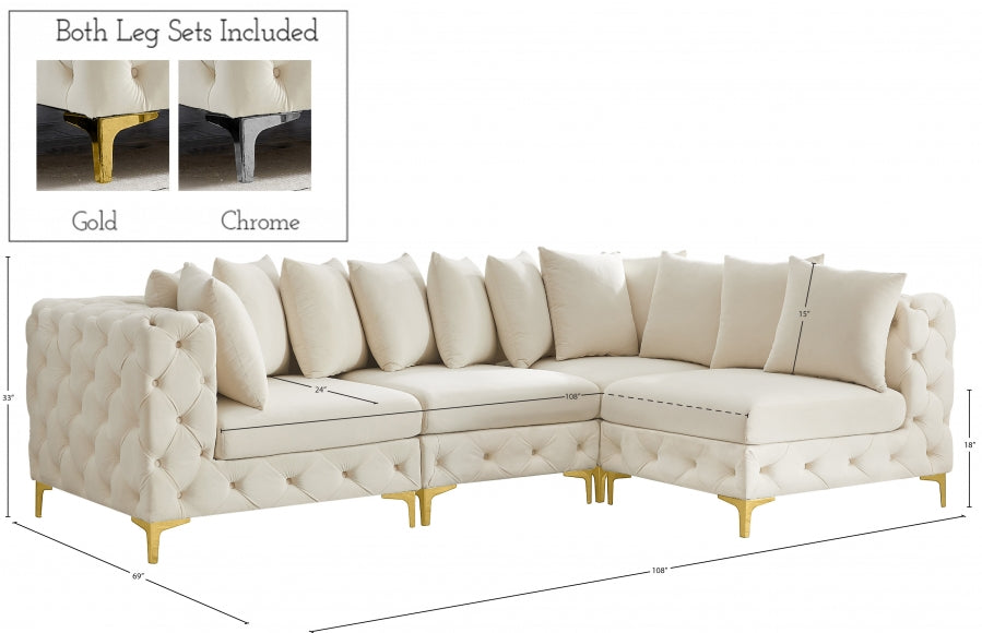 Tremblay 109" Velvet Upholstered 4pc. Modular Sectional