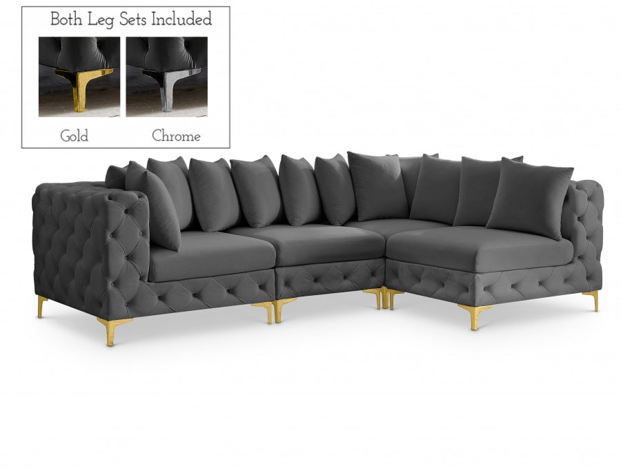 Tremblay 109" Velvet Upholstered 4pc. Modular Sectional
