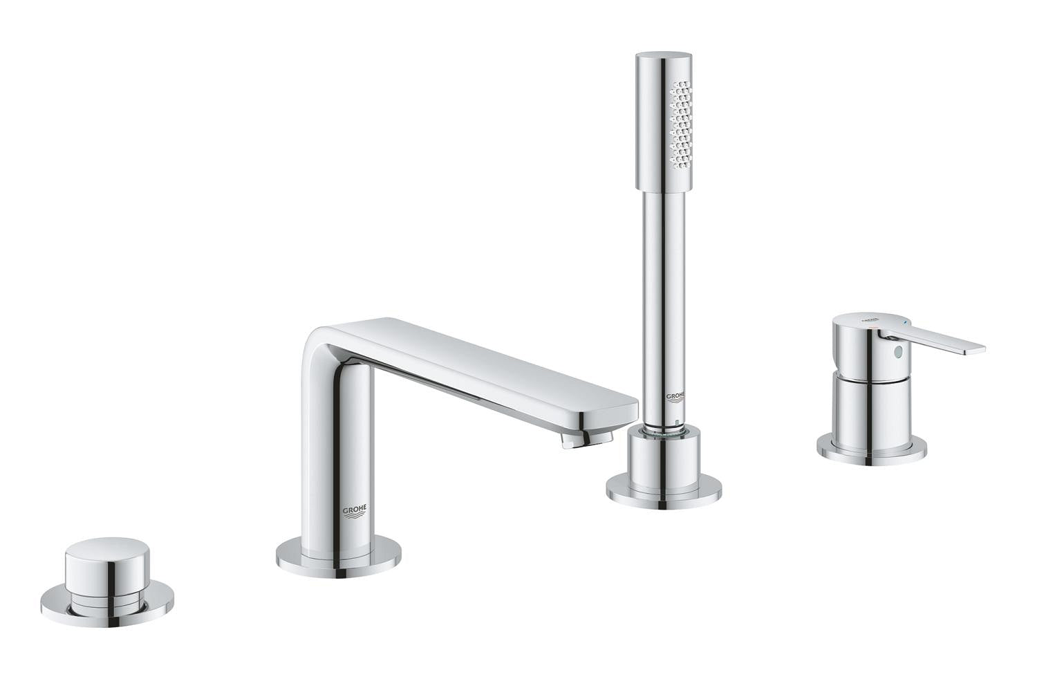 Grohe 4-Hole Single-Handle Deck Mount Roman Tub Faucet with 1.75 GPM Hand Shower 19577
