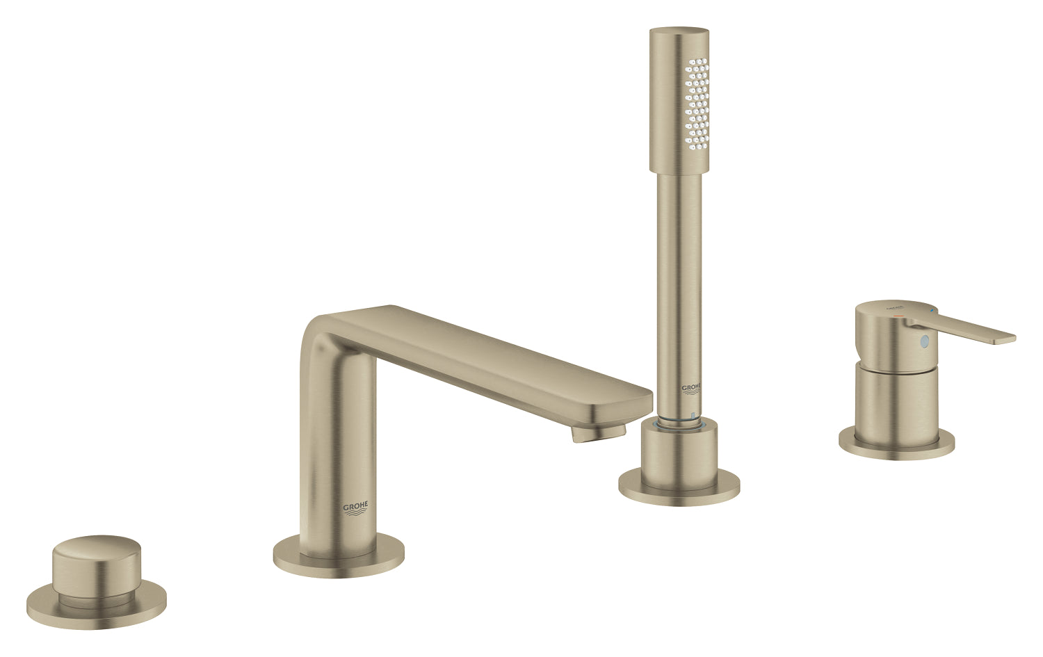 Grohe 4-Hole Single-Handle Deck Mount Roman Tub Faucet with 1.75 GPM Hand Shower 19577