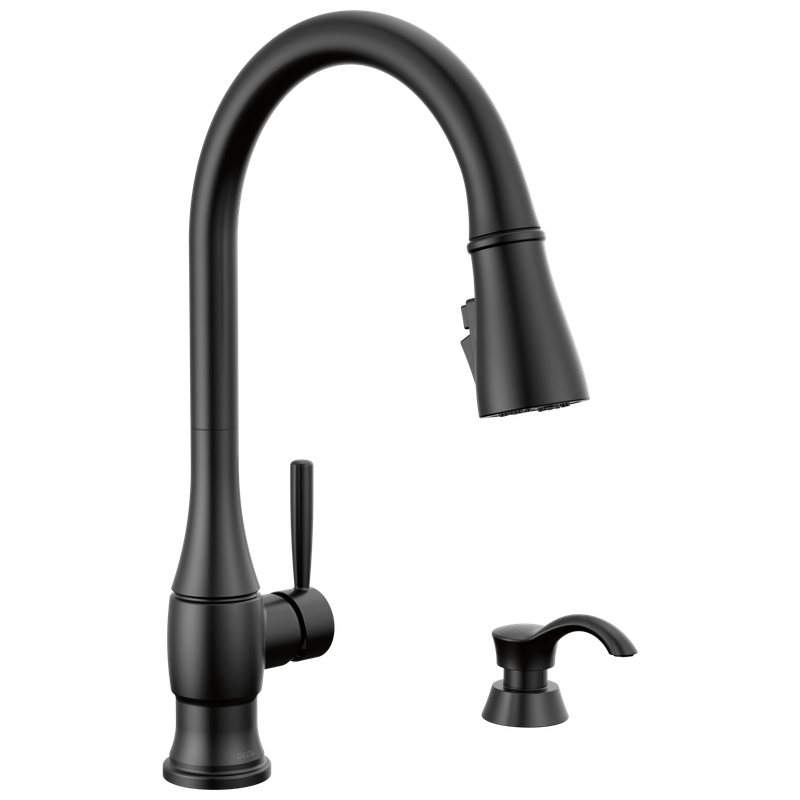 Delta Hazelwood™ Single Handle Pull-Down Kitchen Faucet with Soap Dispenser and ShieldSpray Technology
