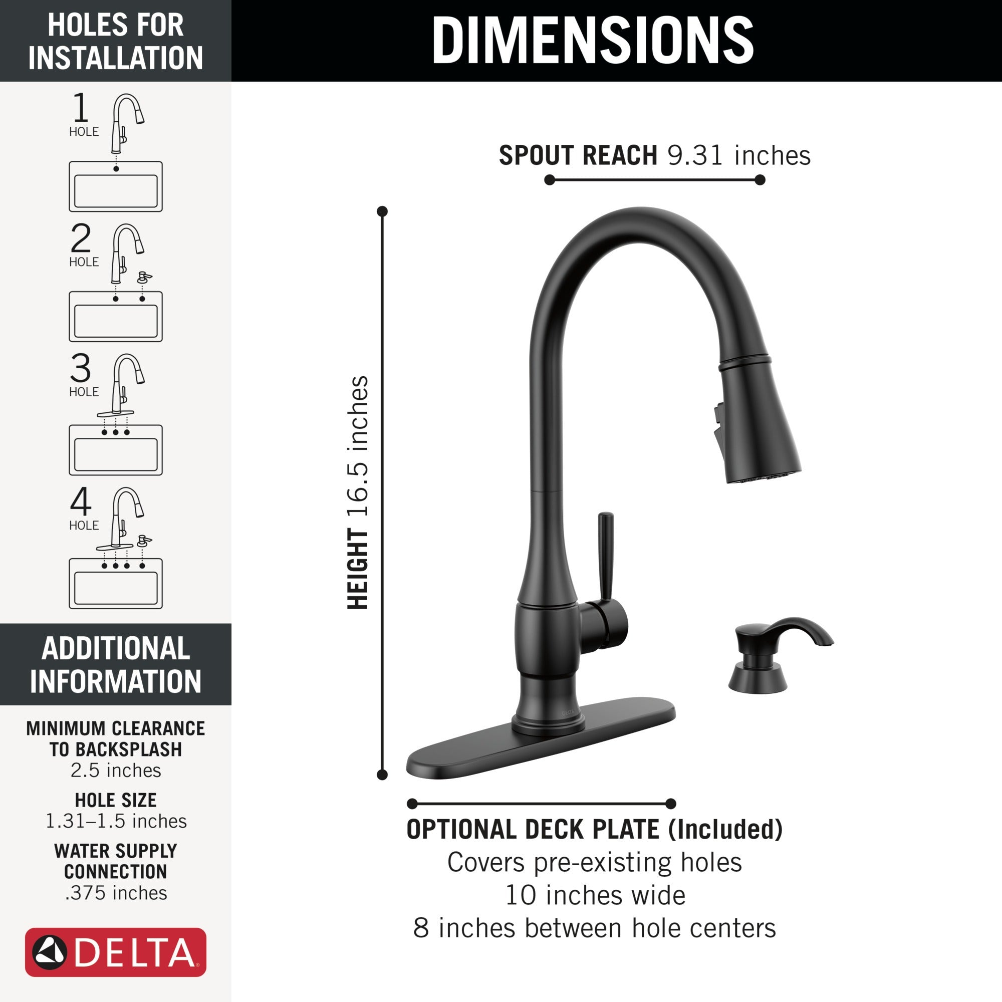 Delta Hazelwood™ Single Handle Pull-Down Kitchen Faucet with Soap Dispenser and ShieldSpray Technology