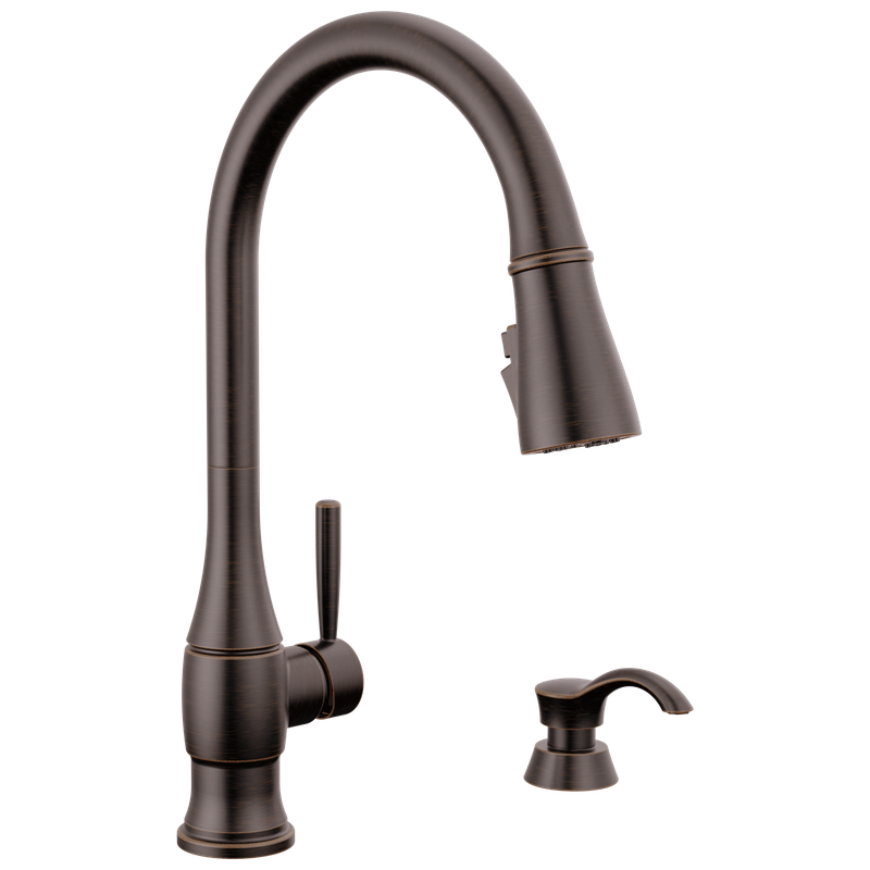 Delta Hazelwood™ Single Handle Pull-Down Kitchen Faucet with Soap Dispenser and ShieldSpray Technology