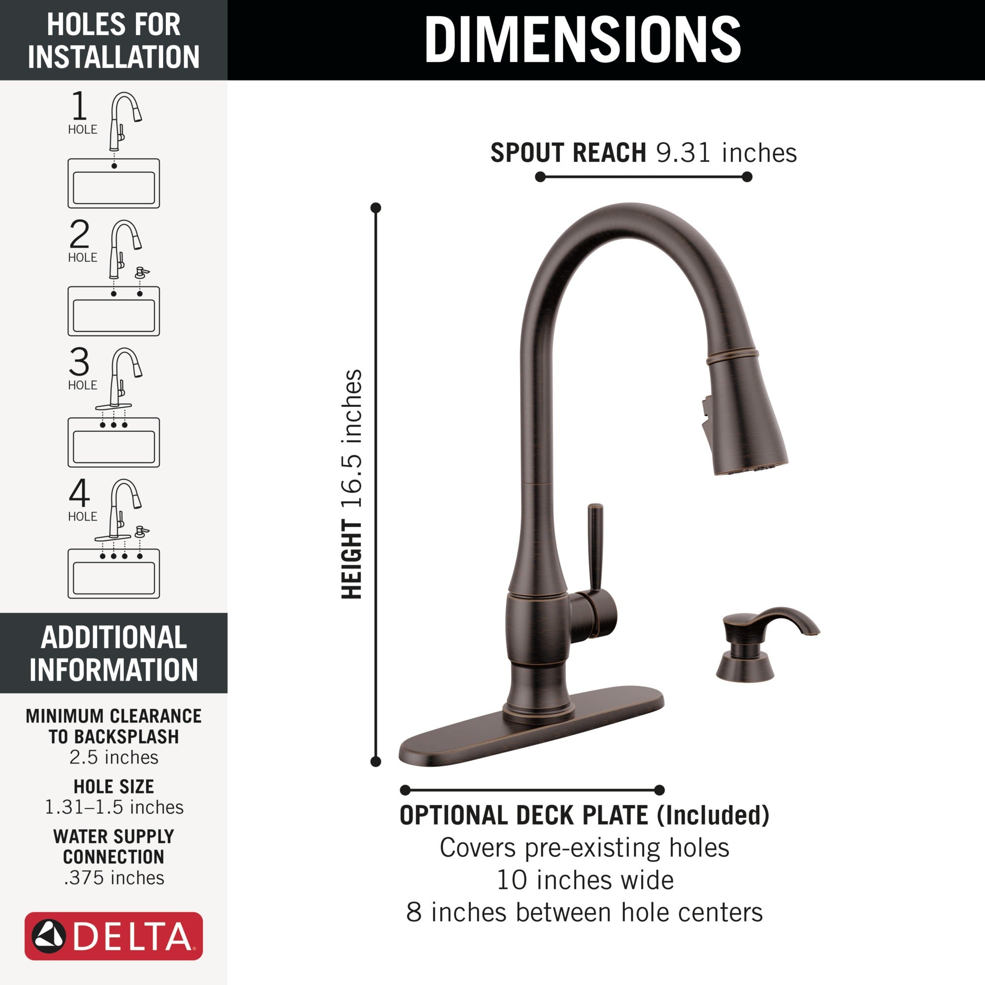 Delta Hazelwood™ Single Handle Pull-Down Kitchen Faucet with Soap Dispenser and ShieldSpray Technology