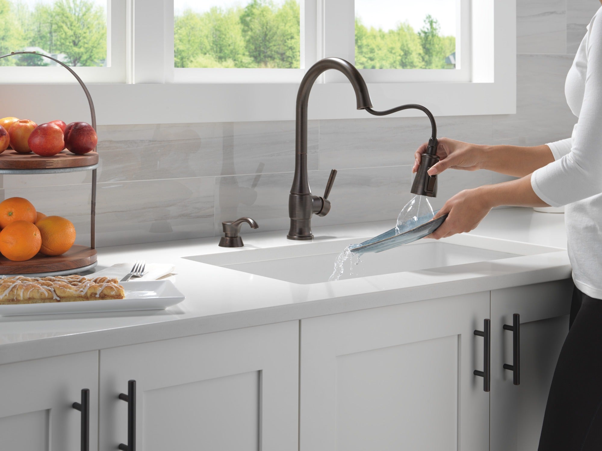 Delta Hazelwood™ Single Handle Pull-Down Kitchen Faucet with Soap Dispenser and ShieldSpray Technology