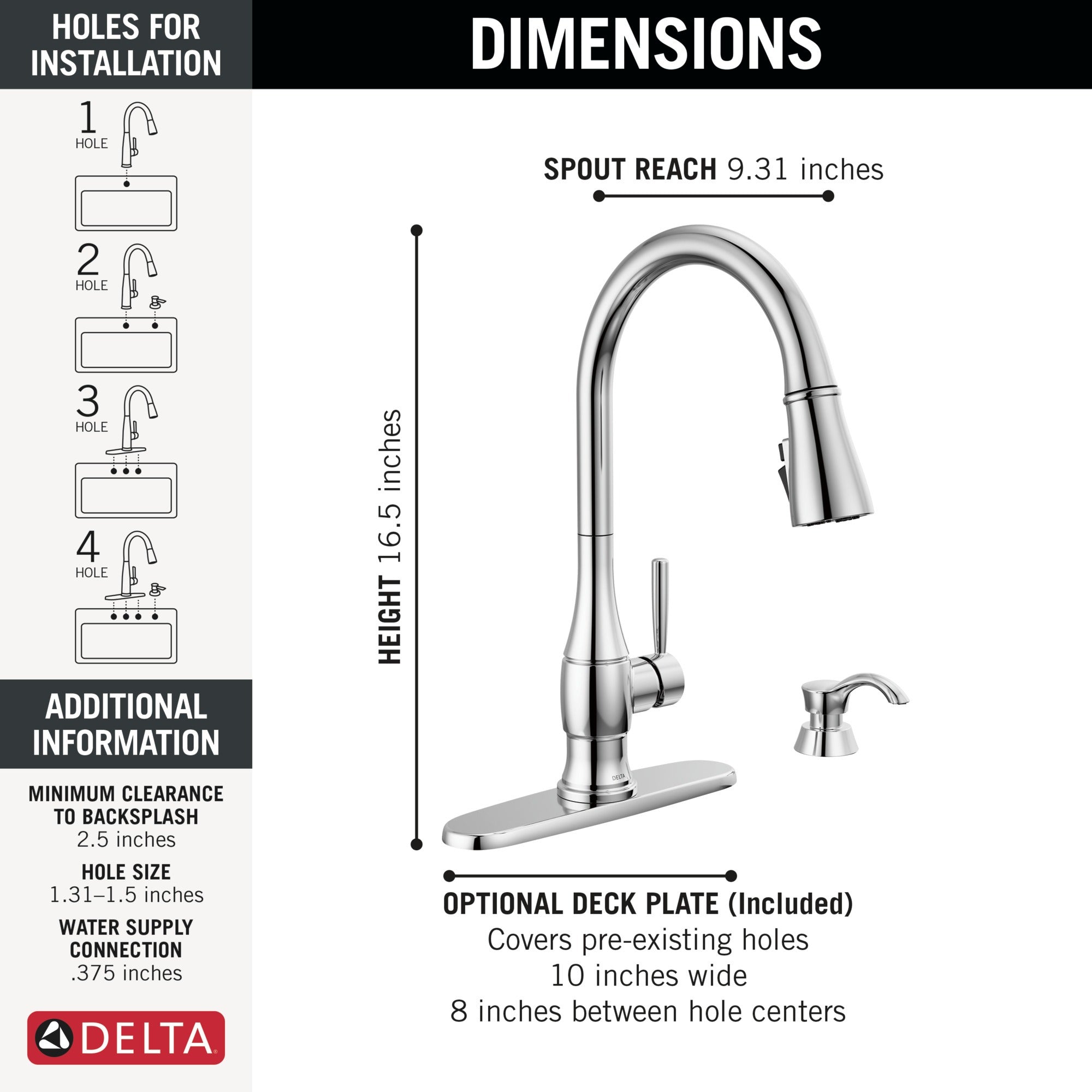 Delta Hazelwood™ Single Handle Pull-Down Kitchen Faucet with Soap Dispenser and ShieldSpray Technology