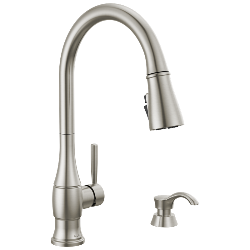 Delta Hazelwood™ Single Handle Pull-Down Kitchen Faucet with Soap Dispenser and ShieldSpray Technology