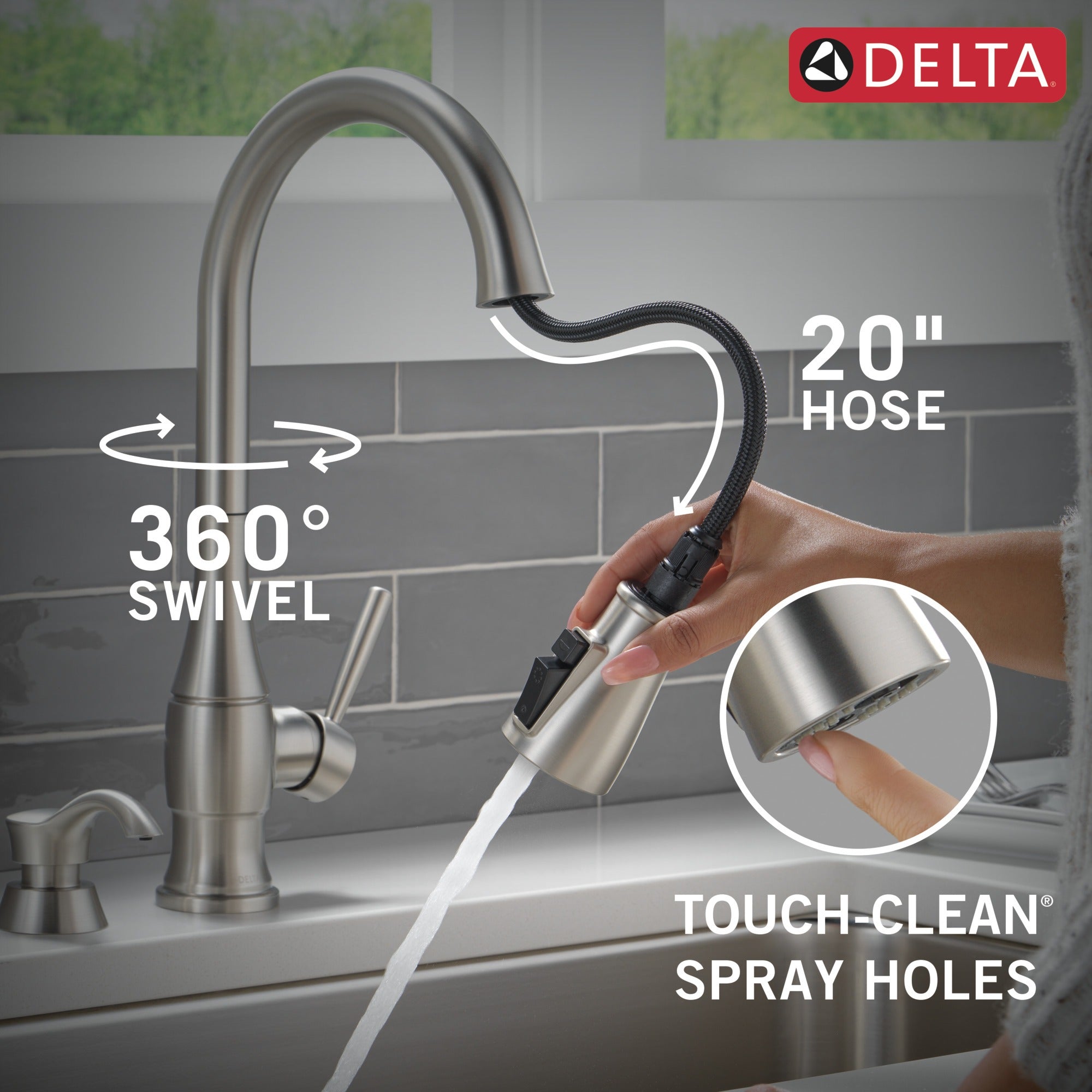 Delta Hazelwood™ Single Handle Pull-Down Kitchen Faucet with Soap Dispenser and ShieldSpray Technology