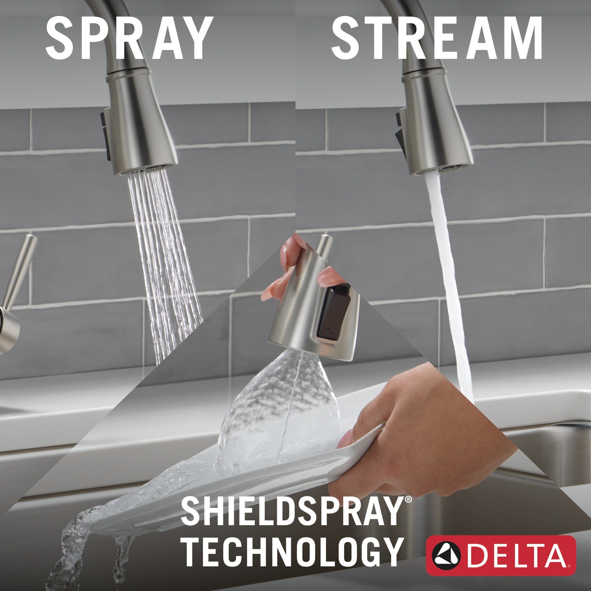 Delta Hazelwood™ Single Handle Pull-Down Kitchen Faucet with Soap Dispenser and ShieldSpray Technology