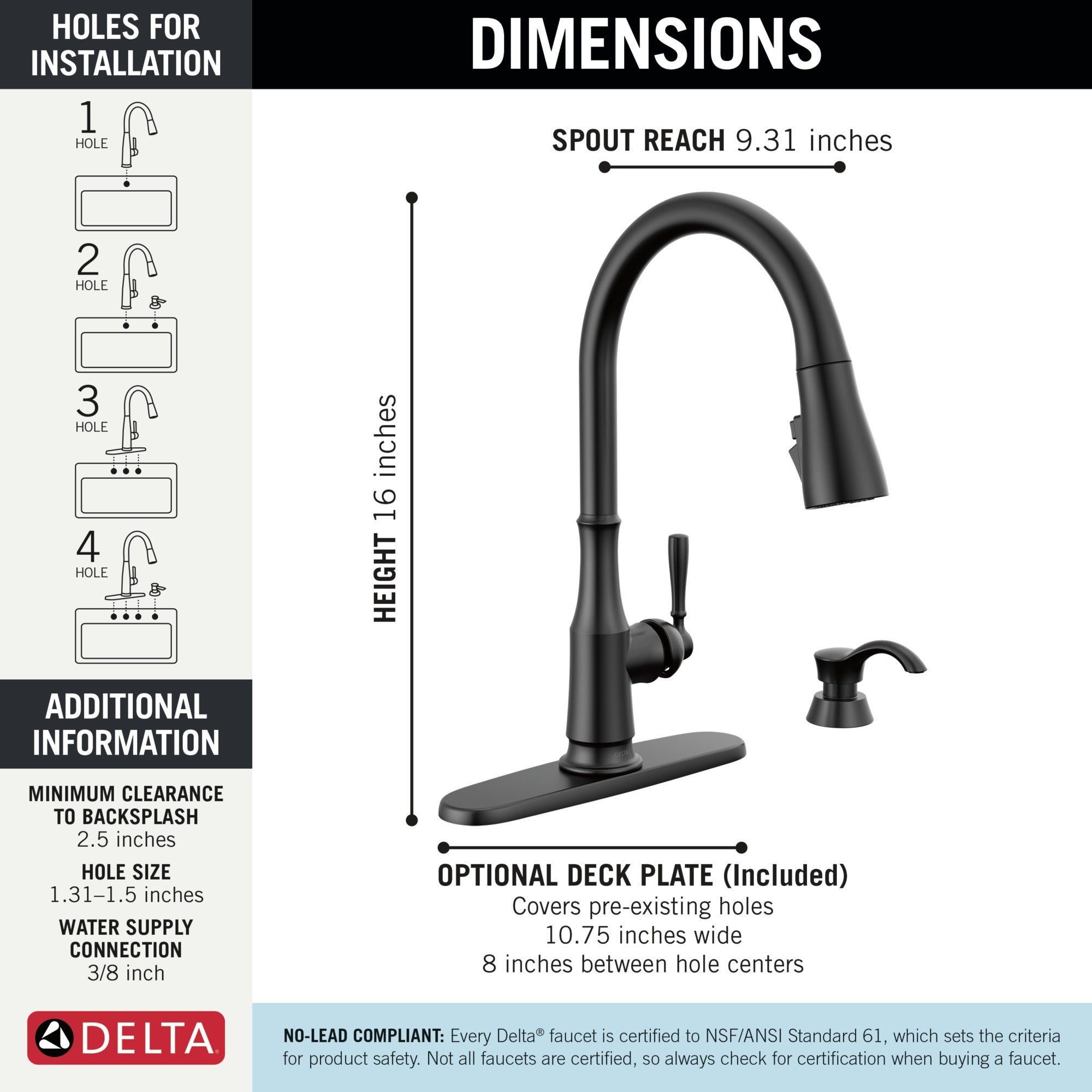 Delta Capertee™ Single Handle Pull-Down Kitchen Faucet with Soap Dispenser and ShieldSpray Technology