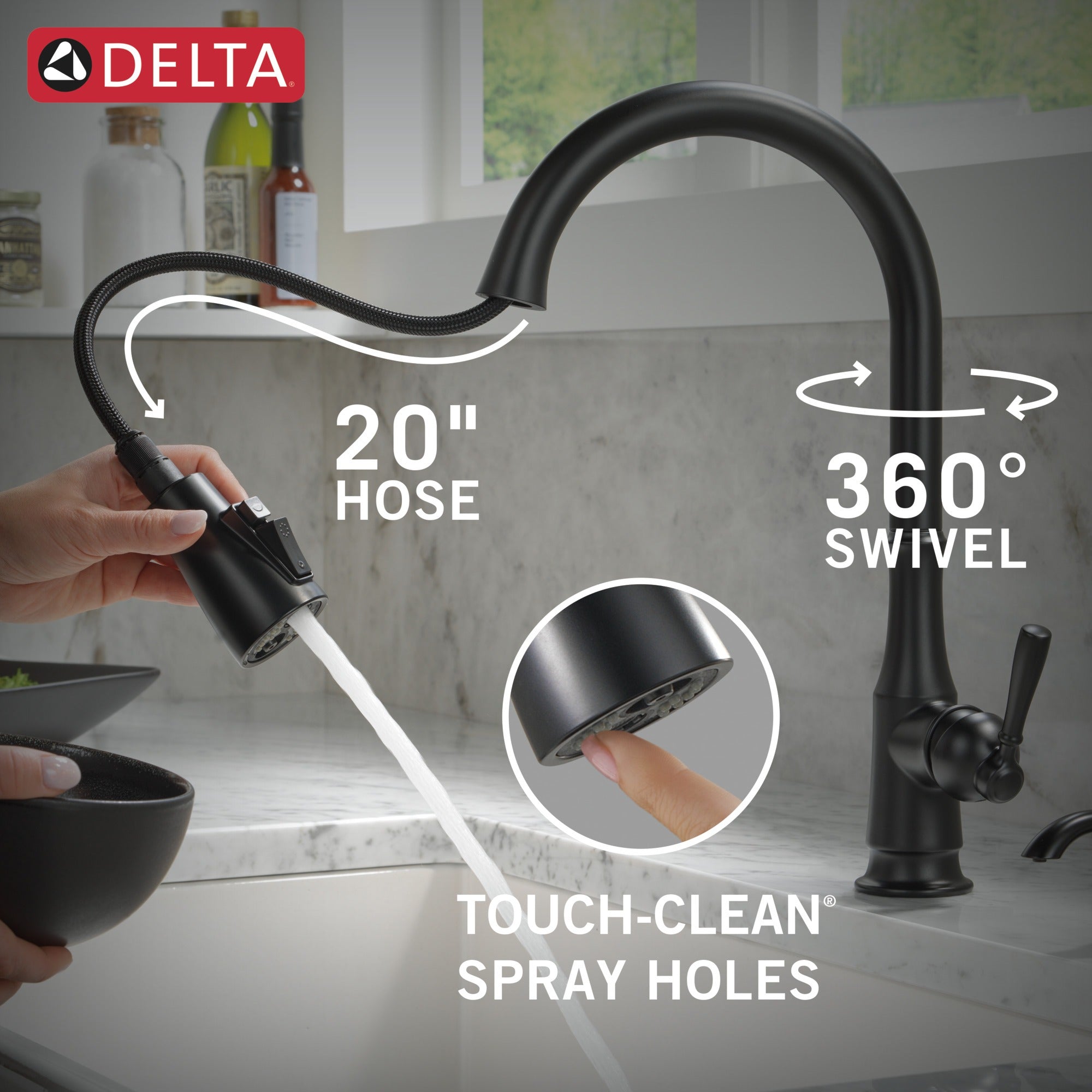 Delta Capertee™ Single Handle Pull-Down Kitchen Faucet with Soap Dispenser and ShieldSpray Technology