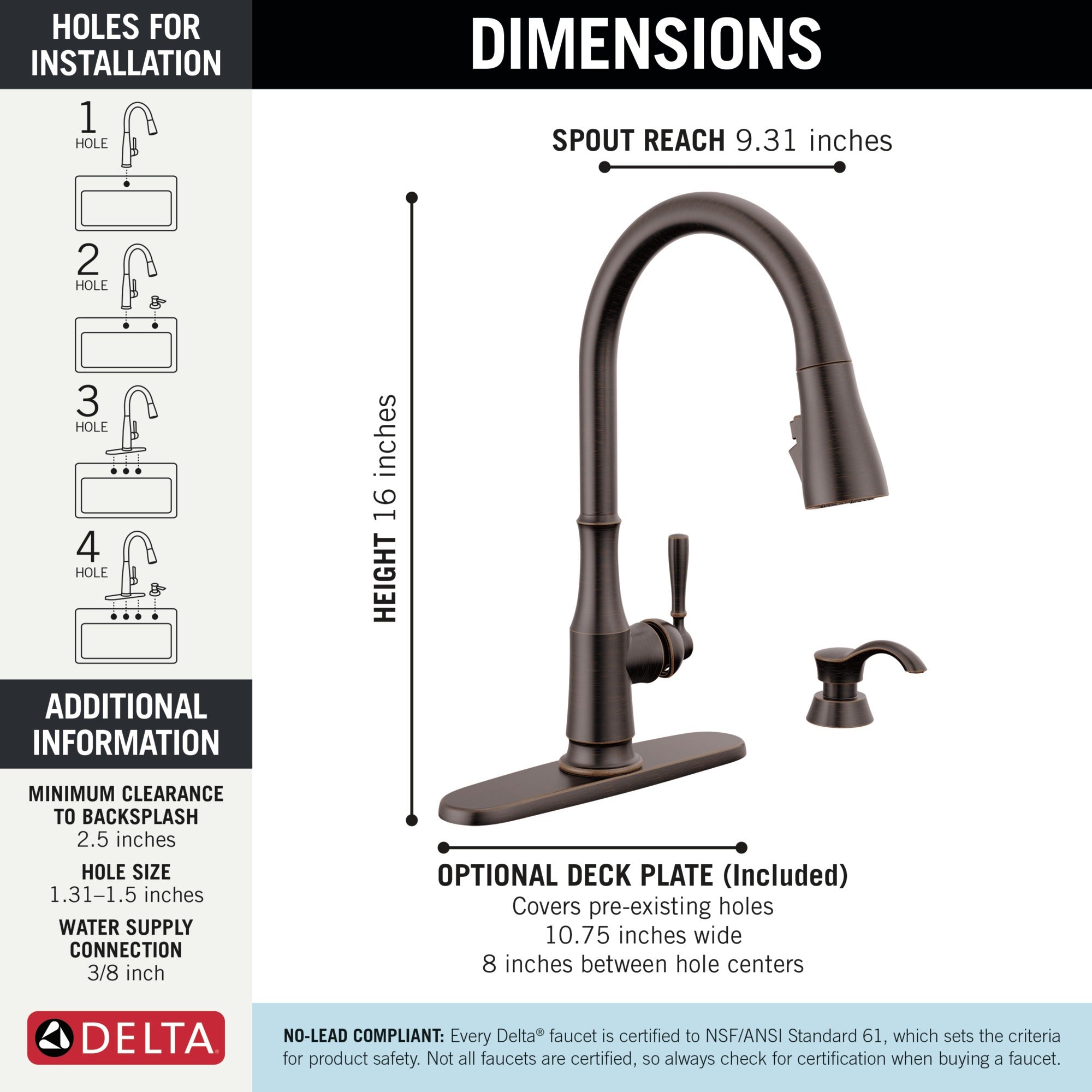 Delta Capertee™ Single Handle Pull-Down Kitchen Faucet with Soap Dispenser and ShieldSpray Technology