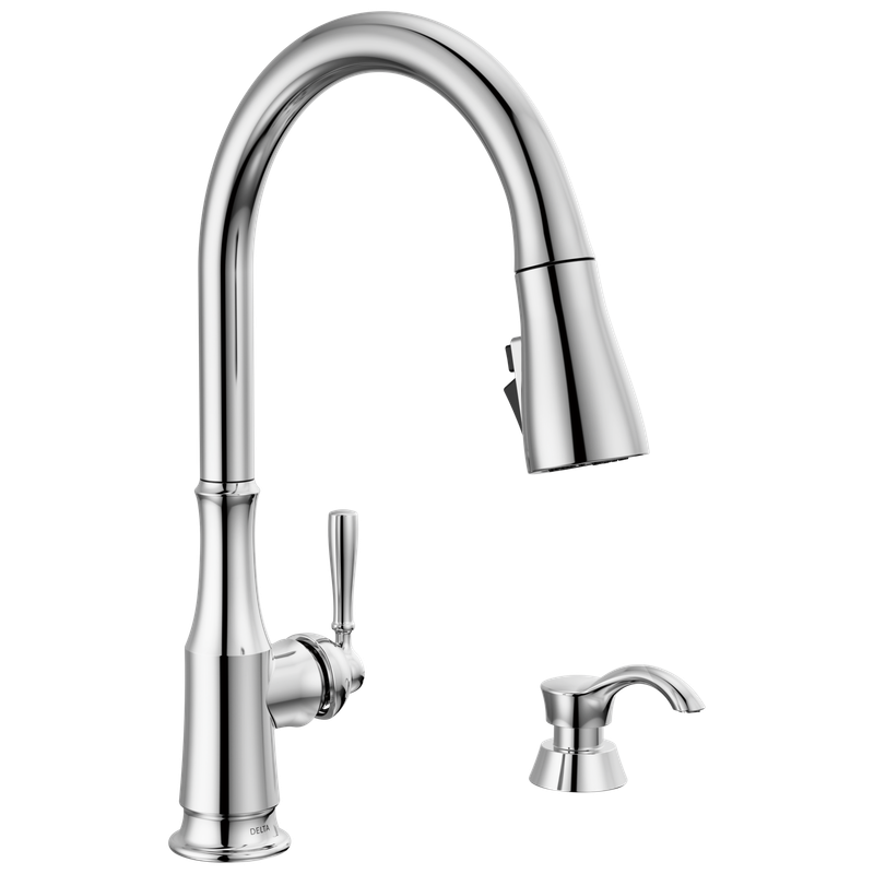 Delta Capertee™ Single Handle Pull-Down Kitchen Faucet with Soap Dispenser and ShieldSpray Technology