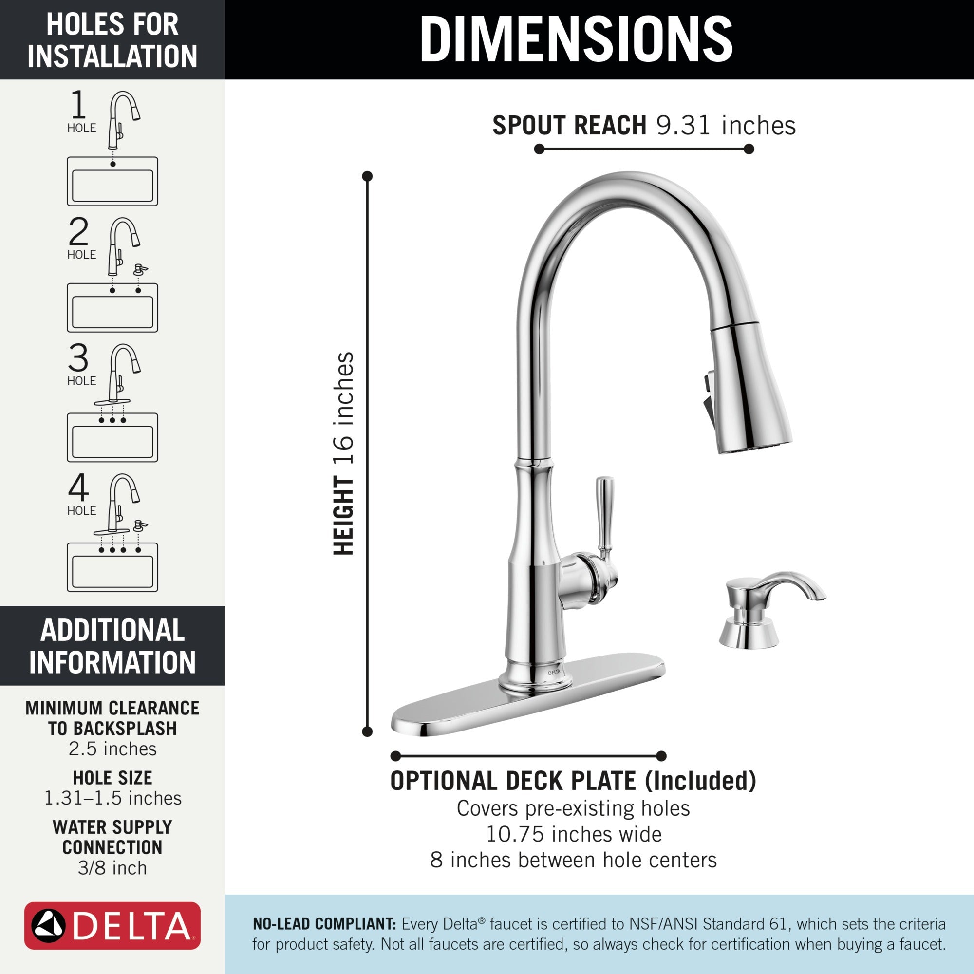 Delta Capertee™ Single Handle Pull-Down Kitchen Faucet with Soap Dispenser and ShieldSpray Technology