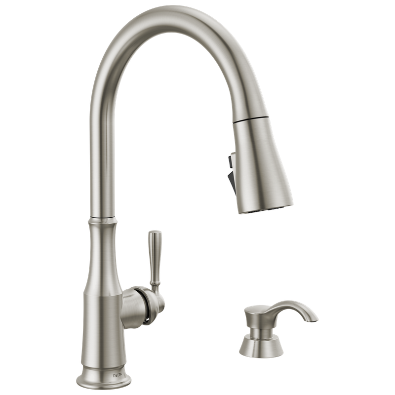 Delta Capertee™ Single Handle Pull-Down Kitchen Faucet with Soap Dispenser and ShieldSpray Technology